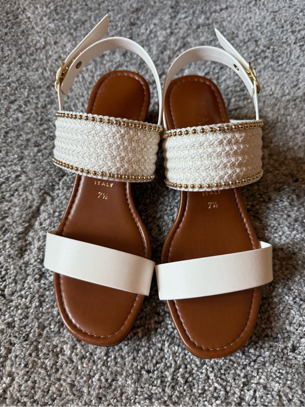 Italian Shoemakers Women’s White Braided Bead Strap Sandals